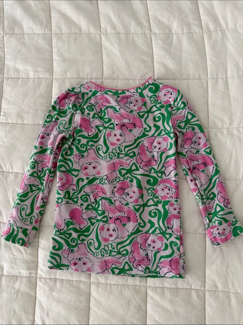 Lilly Pulitzer Pink and Green Panda Two Piece Pajamas Size 2